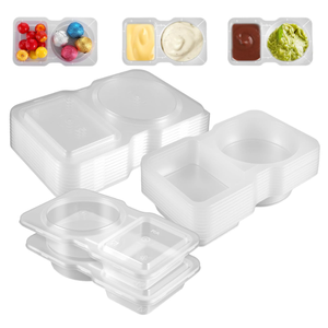MAQUITA 50Sets Condiment Container with Lid, Disposable Double Compartment Plastic Container for Sauce Snack
Pack of Plastic Containers