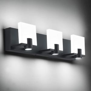 PRESDE Modern Bathroom Light Fixtures Black Bathroom Light 3 Light LED Vanity Light Fixtures Over Mirror Bath Wall Lighting Dimmable