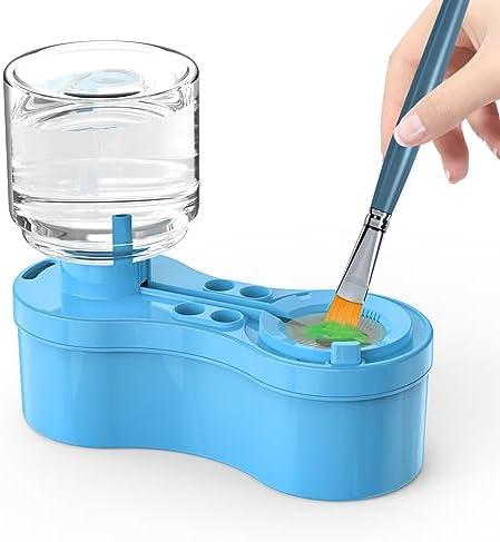 Goard Paint Brush Cleaner Watercolor Brush Rinser with Drain Cleaner Rinse Cup Paint Water Dispenser Oil Paint Brush Cleaner for Acrylic and Water Based Painting Craft Supplies Tools (Blue)