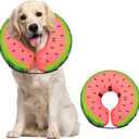 MIDOG Soft Inflatable Dog Cone, Donut E-Collar Alternative for After Surgery, Prevents Licking, Allowing Normal Eating & Vision, Comfortable Recovery Collar for Dogs & Cats, Red-L
