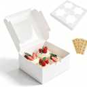 Cupcake Boxes 4 Count with Window, Bakery Boxes, Muffin Containers, Food Grade, Easy Assembly for Candies, Mini Cakes and Baked Goods - 6.3x6.3x3, 30 Pack