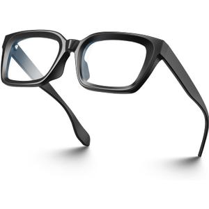 VISOONE Chunky Square Blue Light Blocking Glasses with Anti Computer Glare for Working Women Men MONTANA (Black)