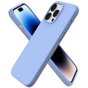 ORNARTO Compatible with iPhone 14 Pro Max Case 6.7, Slim Liquid Silicone 3 Layers Full Covered Soft Gel Rubber Phone Case Protective Cover with Microfiber Lining 6.7 inch-Light Blue