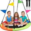 48 inch Tree Swing, Larger Saucer Flying Swing for Whole Family, 900lbs Weight Capacity, with Adjustable Hanging Straps, for Backyard Outdoor, Multicolor, Gifts for Kids