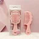 Mini Wet Hair Brush,Small Cute Hair Comb 2 Piece Cloud shaped Hair Brush Combs Set For Women Girls Kids,Travel Shower Detangling Comb Massage HairBrush with Air Cushion for Dry,Wet Hair (Pink)