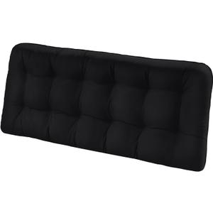 Tufted Bench Cushions for Outdoor Furniture, 59" x 18" Porch Swing Cushions Filled with Foam, Overstuffed Patio Cushions for Bench Loveseat with 2-3 Seats,Thick and Water Resistant, Black