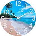 JoFomp Beach Outdoor Clocks for Patio, Large Outdoor Clocks Waterproof 12 Inch with Glass, Outdoor Wall Clocks Battery Operated, Pool Clock Outdoor Weatherproof, Outside Clock for Backyard/Garden