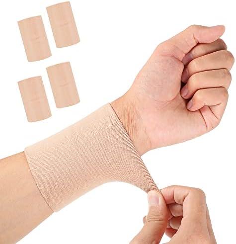 SATINIOR 2 Pairs Compression Wrist Sleeve Wrist Wraps Compression Brace Supports Elastic Sweat Bands for Women, Men Sports, Tennis Players
