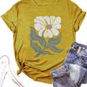 Vintage Floral Shirts Women Boho Wildflowers T-Shirt Wildflower Graphic Tee Shirts Summer Nature Tshirts Tops