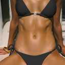 Women's Sexy Bikini Sets for Women Triangle Spaghetti Strap Thong Bathing Suits 2 Piece Textured Swimsuit Swimwear (Blue, M)