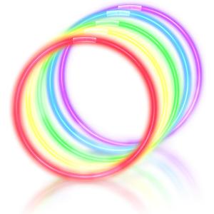 Windy City Novelties 22 Glow Stick Necklaces 50 Pack for Summer Parties, Camping & July 4th Celebrations (Assorted)