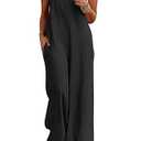 Lepunuo Jumpsuits for Women Casual Rompers for Summer Boho Plus Size Black Loose Fit Grils Baggy Overalls Fashion Linen