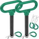 Wellmax 2-Pack 5/8" x 4-1/2" Steel Hitch Pin with 4pcs 3" R Clip, Clevis Pin Hitch with Rubber-Coated Handle, Green Color