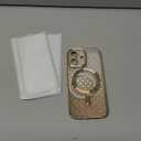 Bonoma Compatible with iPhone 17 Case 2025 Support for MagSafe, Plating Heart Glitter Magnetic Checkered Case TPU Camera Protection Back Cover for Girls Women -Gold