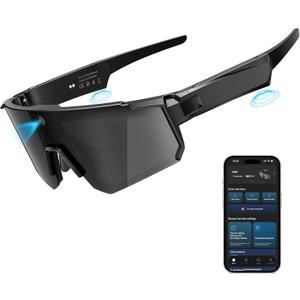V06 Smart Glasses for Men, Sport AI Camera with EIS+Gyro Stabilization, Polarized Lenses for Cycling, Dual-Mic Noise Cancelling, IP66 Weatherproof, 4GB RAM, AI Glasses with Chat GPT
