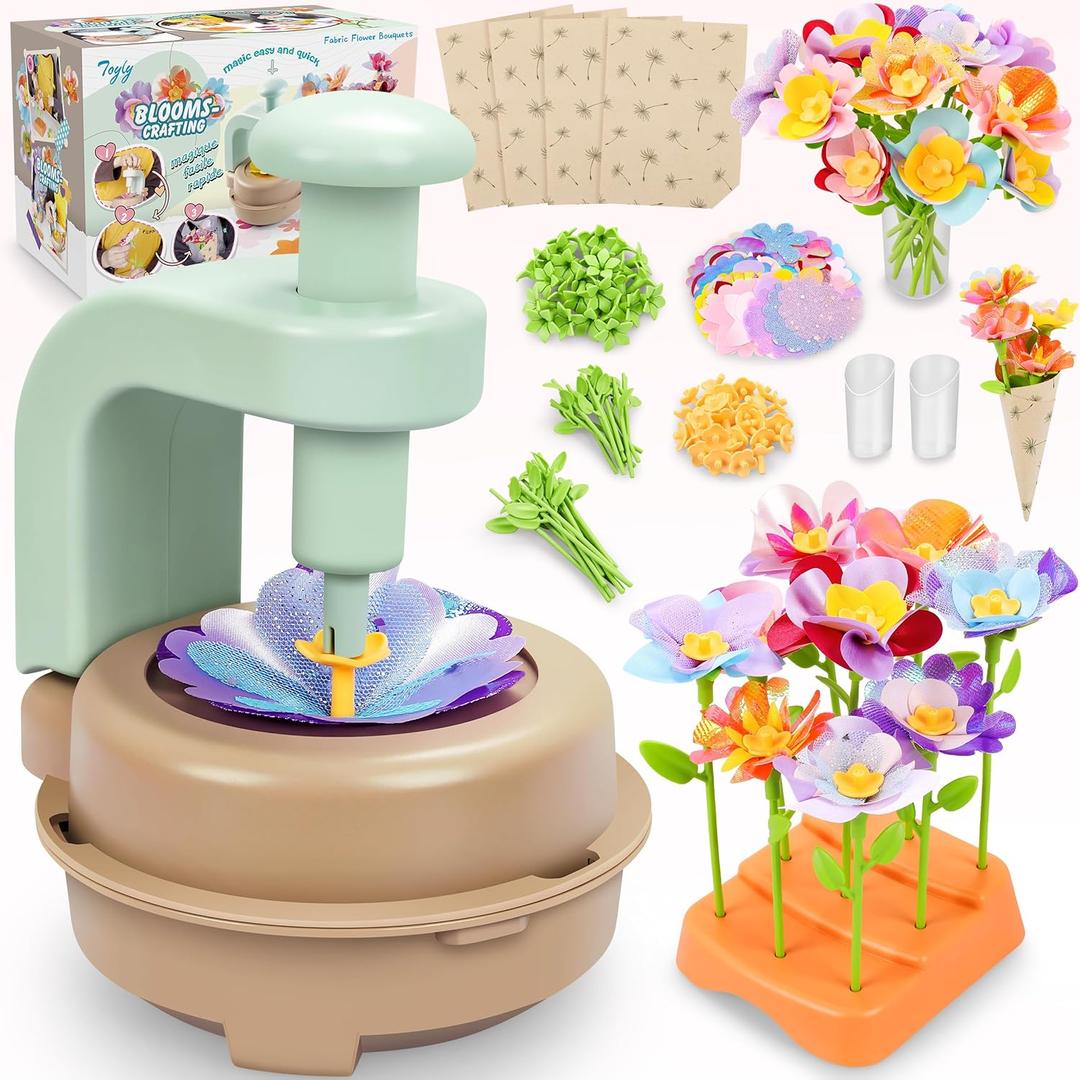 Fabric Flower Bouquets Toys, DIY Craft Kits Toys for Kids - Flower Market Toy, Build Your Flower Bouquet, Arts & Crafts for 4-8 Year Toddler Girl, Educational Activity Preschool B-Day Gifts (DIY Flower Set)