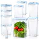 LemonRoad 9 Set Vacuum Seal Storage Food Containers with Lids (9 containers &9 Lids &1 Hand Vacuum Pump), Premium Airtight Food Storage, Airtight and Leak Proof(Clear)