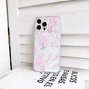 2 x NITITOP Compatible with iPhone 13 Pro Case Cute Clear Flower Floral Artistic Design for Women Girls Stylish Slim Soft TPU Shockproof Protective Girly Phone Cover - Pink