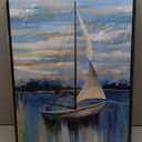 Large Framed Sailboat Wall Art - Tranquil Beach Wall Decor 20"x28" Set of 3 Blue Coastal Wall Art Prints Nautical Ocean Painting Modern Cloudy Lake Canvas Pictures for Living Room Bedroom Office