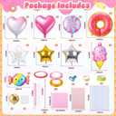 MiniInflat Donut Party Decorations Donut Ice Cream Balloon Bouquet Kit, DIY Sweet One Birthday Decoration Balloon Bouquet with Wrapping Paper KT Board Tissue Paper for Summer Candy Sweet Bridal Shower