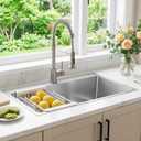 30-inch Single Bowl Workstation Kitchen Sink, Drop-in/Top-Mount Stainless Steel with Nano Coating & Basket Strainer, 30"x18"