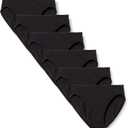 Amazon Essentials Women's Cotton High Leg Brief Underwear, Breathable, Pack of 6, Black, X-Large