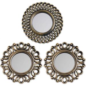 BONNYCO Wall Mirrors Pack of 3, Round Gold Mirrors for Home Decor Bedroom and Living Room. Espejos Decorativos de Pared Sala Dormitorio, Circle Wall Decor Minimalist Vintage Chic. Gifts for Women Mums