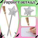 Watersay 24 Pack Princess and Witch Party Favors Including 12 Pcs Star Shape Ballpoints and 12 Pcs Witch Broom Pens Silver Pentagram Wand Broom Shape Pens for Party Supplies Decorations Gifts