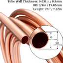 GOORY Copper Tubing 3/4" OD x 0.687" ID x 25 FT - 99.9% C12200 Pure ACR Tube - ASTM B280 Refrigeration T2 Copper Tube Soft Coil - Round Seamless Tubing for HVAC System Refrigerator Industry DIY