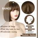 WERD Short Brown Bob Wig with Bangs,10 inch Brown Straight Bob Wig for Women Heat Resistant Fiber for Cospaly Velma