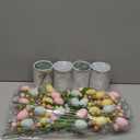 Riceshoot 4 Set Easter Table Centerpiece Decor Artificial Easter Egg Picks with Metal Vase Daisy Flowers Sprays Floral Berry Stems Colorful Egg Twig Branches for Spring Home Party Decoration