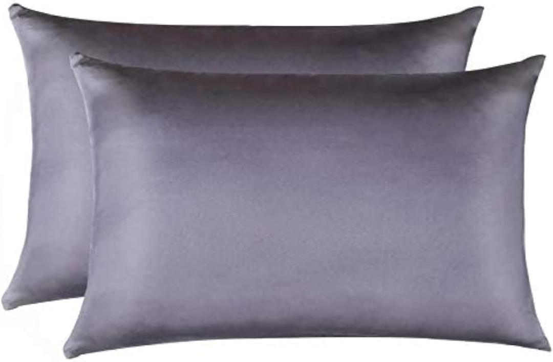 Jocoku 100% Mulberry Silk Pillowcases Set of 2 for Hair and Skin and Super Soft and Breathable Queen Size Nature Silk Pillowcases (Queen, Gray)