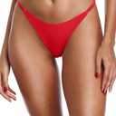 Zmart Women Thong Bikini Bottoms G String Sexy Low Waist Swimsuit Bottom Brazilian Cheeky Bathing Suit Bottoms (Small, Red)