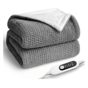 Heated Blanket Electric Blanket,Cozy Faux Rabbit Fur & Soft Flannel Warm Heater Throw Blanket with 5 Fast Heating Levels &10Hours Auto-Off Over-Heat Protection，50" x 60" (Grey)