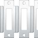 Tandefio 4 Pcs 4-7/8" Mortise Lock Strike Plate Universal Door Strike Plate T Deadbolt Door Backplate Iron with Brushed Zinc Finish (Silver)