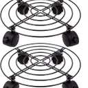 KINJOEK 2 Packs 10.6 In Metal Plant Stand with Wheels, Load Max 110Lbs Round Flower Pot Plant Caddy Outdoor with 360 Rolling Casters for Indoor, Home, Garden, Black