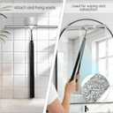 Squeegee for Shower Glass,Shower Squeegee for Glass Doors,Telescopic Window Squeegee for High Windows,Includes Towel Sleeves,Replacement Silicone Blade&Hooks,2 in 1 Queegee for Window Cleaning Kit