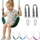 HeyZoo Heavy Duty Kids Swing Seat with 79" Adjustable Rope, 330 lbs Capacity Swing Set Accessories Replacement with 2 Carabiners and 2 Extra Hanging Straps, Outdoor Playground Gifts, Green 1 Pack