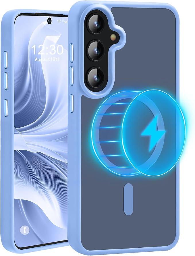 N52 Magnetic Case for Samsung Galaxy S22 Case Slim Drop-Proof [MIL-Grade Drop Protection & Fit for MagSafe] Translucent PC Back TPU Bumper Thin Shockproof Phone Case S22-Light Purple