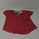 SimpleFun Women's Boho Tops Floral V Neck Short Sleeve Summer Blouse Shirts, Red, L