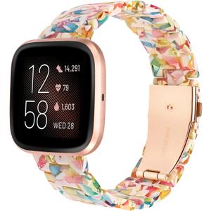 Wearlizer Resin Band Compatible with Fitbit Versa 2/Fitbit Versa/Versa Lite Bands Women Men, Lightweight Bracelet Replacement Wristband Strap for Versa 2 Smartwatch (Yellow Flower)