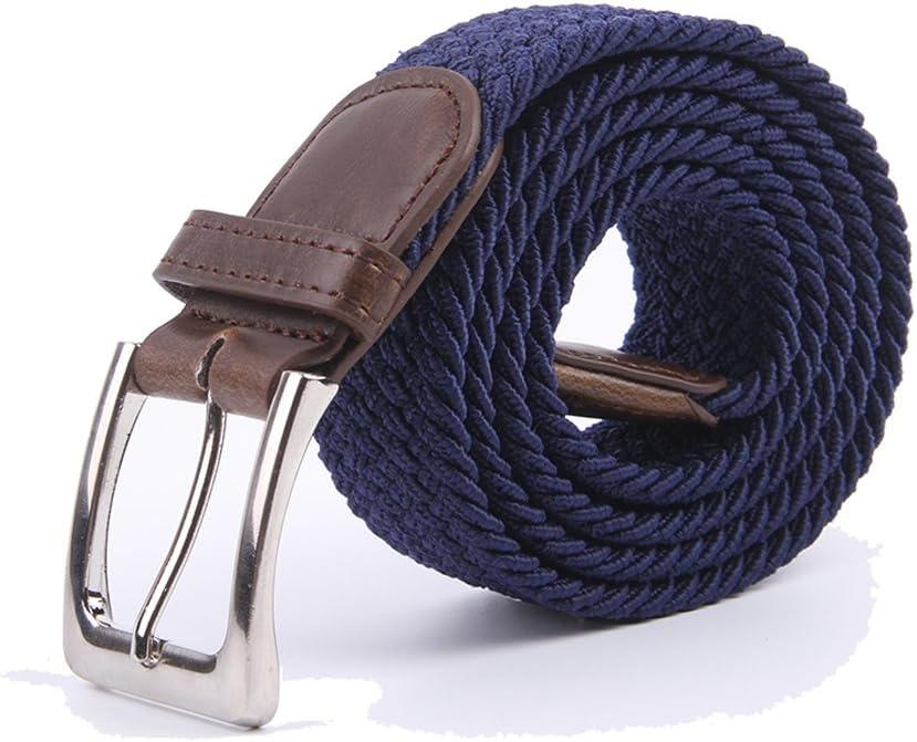 Canvas Elastic Fabric Woven Stretch Multicolored Braided Belts (X-Large, Navy Blue)