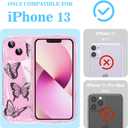 2 x Compatible for iPhone 13 Case, Pretty Butterfly Print Three-Dimensional Wave Clear Case for Girls Women, Soft Full Package Anti-Fall Cover for iPhone 13, Black Butterfly
