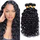 26 28 30 Inch GveoXvo Water Wave Bundles Natural Color Wet and Wavy Bundles Human Hair Mixed Length 3 Bundles