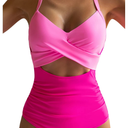 Eomenie Women's One Piece Swimsuits Tummy Control Cutout High Waisted Bathing Suit Wrap Tie Back 1 Piece Swimsuit L
