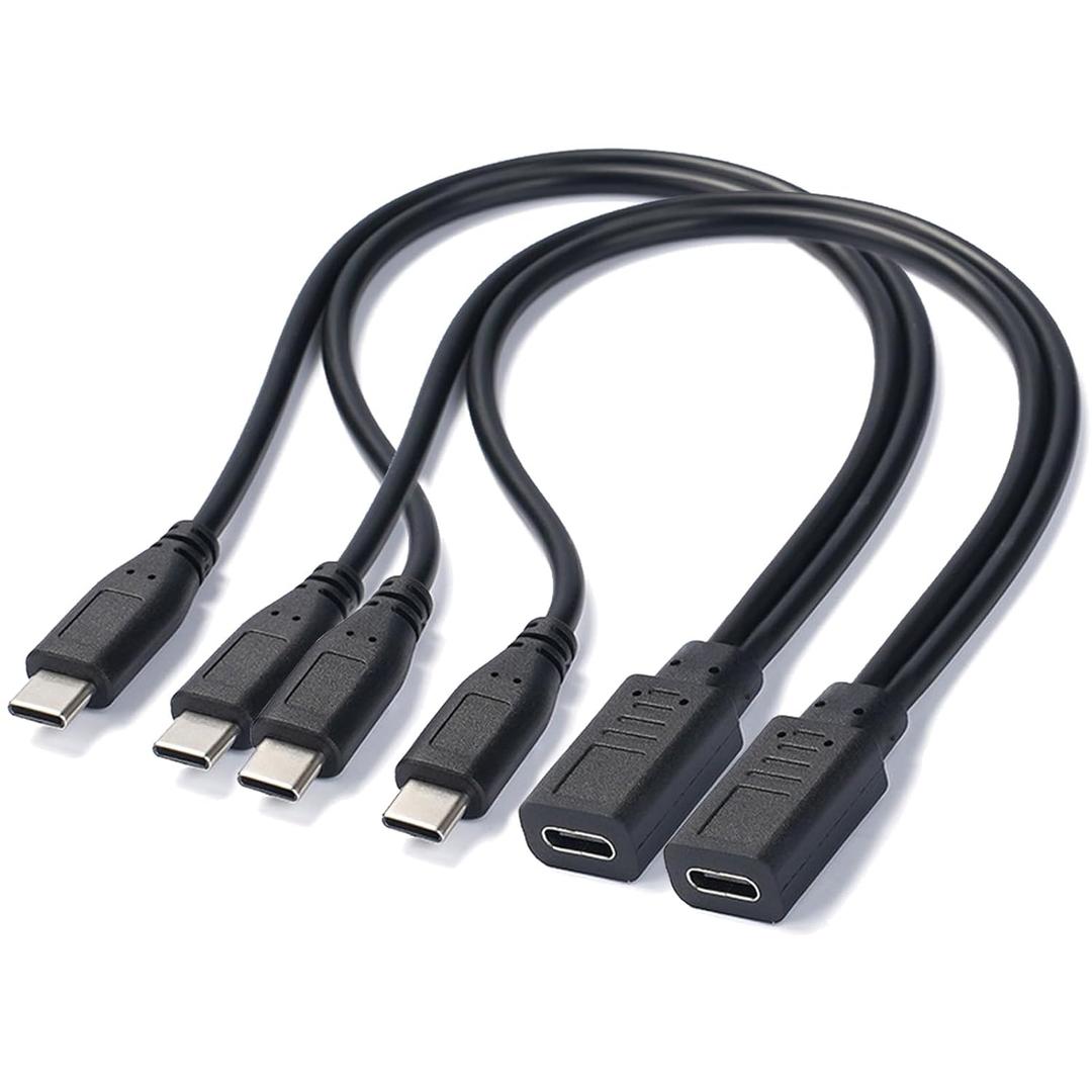 USB C Splitter 1 in 2 Out Charging Cable (2pack) 1 Feet USB C 1 Female to 2 Male Y Splitter Extension Charging Cable Supports Data Transfer and Charging for iPhone 17/16,iPad, Galaxy and More