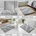 Tititex Luxury Grey White Line Bathroom Rug, 16x24 inch Classic Extra Soft and Absorbent Microfiber Bath Rugs, Non-Slip Plush Shaggy Bath Carpet, Bath Mats for Floor, Tub and Shower