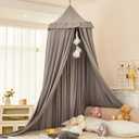 dix-rainbow Princess Decor Canopy for Kids Bed, Soft and Durable Bed Canopy for Girls Room Tent Canopy Dreamy Mosquito Net Bedding, Children Reading Nook Canopies Indoor (Grey)