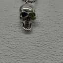 Skull Necklace for Men,Skeleton NecklacePunk Biker Pendant Necklace, Retro Gothic Jewelry Ully Closed Ghostly Fluorescent Green Eyed Skull,Viking Norse Runes Halloween Gifts for Man Boys