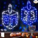 Meonum 2 Pack Hanukkah Decorations Window Lights, 8 Modes Blue White Chanukah LED Silhouette Lights Battery Operated with Timer for Jews Judaism Synagogue Passover Hanukkah Party Decor (Dreidel)
